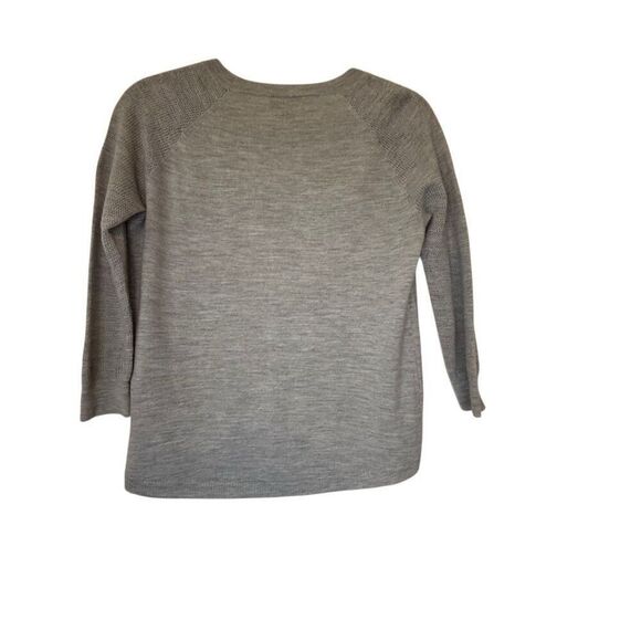 J. Crew Gray Merino Wool Three Quarter Sleeve Sweater Sz S Preppy, Lt Academia - Picture 4 of 10